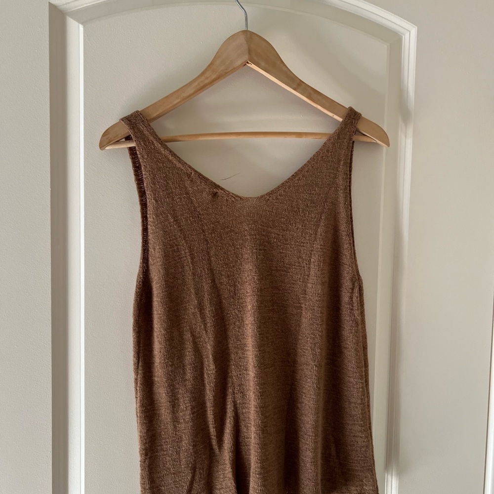 Mine Knit V-Neck Sleeveless Sweater Top Brown Size Large - Picture 6 of 7